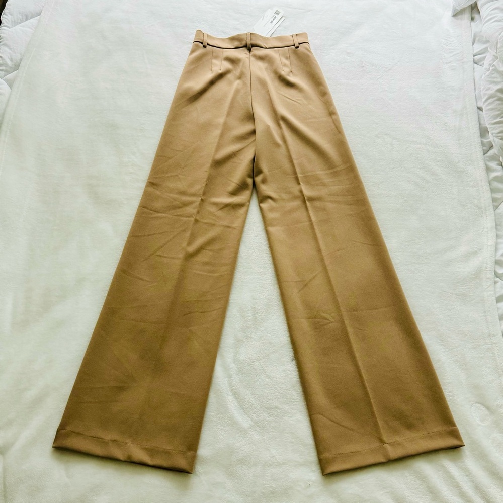 Zara Women’s High Waisted Wide Leg Full Length Dress Pants Size XS Tan - Picture 2 of 11